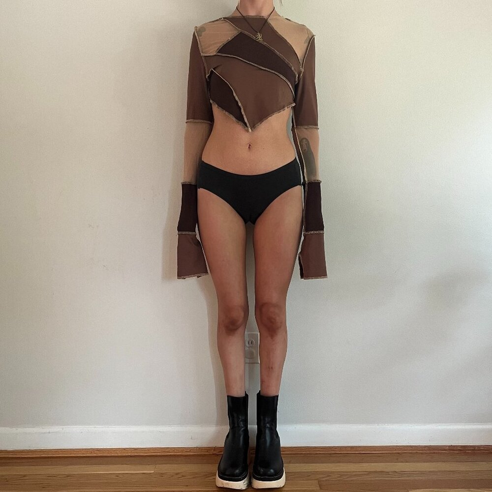 Patchwork Extra-Long Sleeve Fashion Top from AKIRA